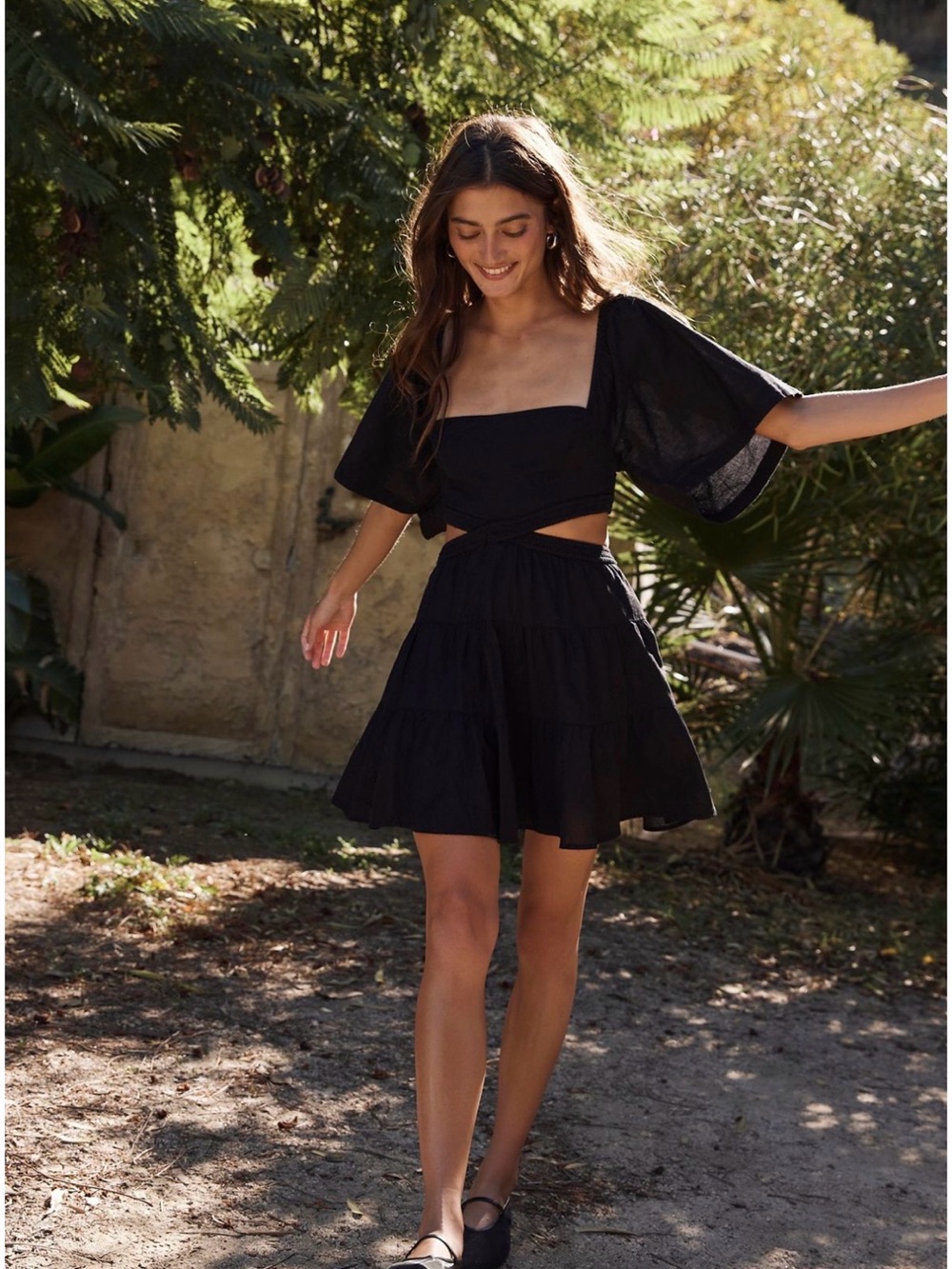 Free People Black Cross Of Sunlight Mini Dress